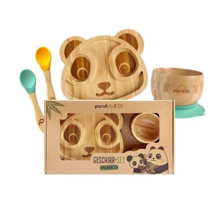 Vajilla infantil d bamb&uacute; ,silicona y bandeja PANDO
