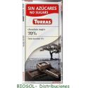 Chocolate negro 72 % cacao 75 grs s/a sin gluten .